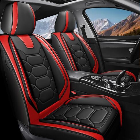 Car Seat Covers Full Set for Volvo S40 2004-2011,Durable Waterproof Luxury Universal,Easy to Install Napa Leather Cover Set for Cars,Full Seats,Black Red in Saudi Arabia