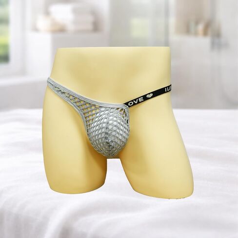 Men's Mesh Sheer G-string Sexy Open Back Panties Printed Spliced Bikini Thong Underwear for Sissy Femboy in Kuwait