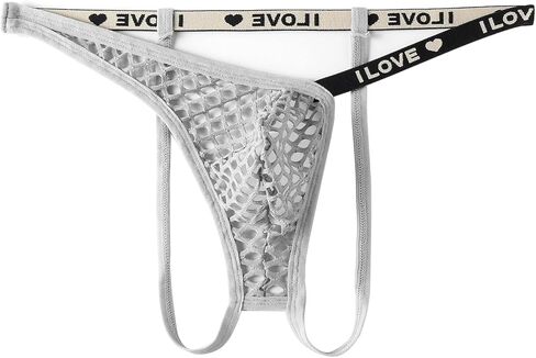 Men's Mesh Sheer G-string Sexy Open Back Panties Printed Spliced Bikini Thong Underwear for Sissy Femboy in Kuwait