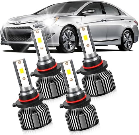 High Performance Front Headlight Bulbs Combo,Fit for Hyundai SONATA 2015-2019,9005 High Beam + 9006 Low Beam Headlamp Replacement Bulbs Kit,Pack of 4 in Kuwait