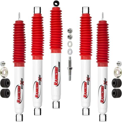 Set of Rancho RS5000X Series Front & Rear Shocks fits 2000 2002 Ram 2500 4WD with 2" Front Lift & 0" Rear Lift | Improves Performance | Includes Steering Stabilizer & TrendsAuto Decal in Saudi Arabia