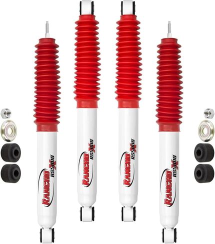 Set of Rancho RS5000X Series Front & Rear Shocks fits 2000 2002 Ram 2500 4WD with 2" Front Lift & 0" Rear Lift | Improves Performance | Includes Steering Stabilizer & TrendsAuto Decal in Saudi Arabia