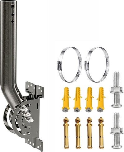 Heavy Duty Pivot Antenna Mount Bracket, J-Pipe Solid Mast (1.38'' x 12'' Pole) for Wall, Eave or Roof Mounting, Compatible with Outdoor TV Antennas, WiFi Extender, Weather Stations, Starlink in Kuwait