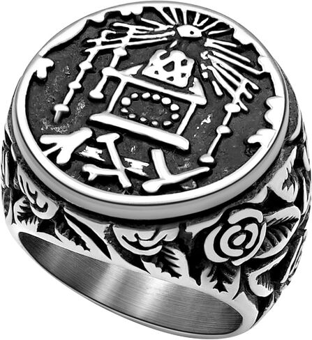 خواتم ماسونية للرجال، من الفولاذ المقاوم للصدأ 316L/ذهب عيار 18 قيراط/خواتم الماسونية السوداء، مع صندوق هدايا in Kuwait