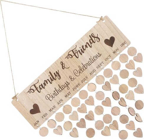 تقويم عيد ميلاد العائلة من Kisangel معلق على الحائط، تقويم خشبي DIY مع 50 قطعة من العلامات التذكيرية ديكور لأعياد الميلاد والمكتب المنزلي والاحتفال بالذكرى السنوية in Kuwait