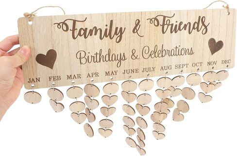 تقويم عيد ميلاد العائلة من Kisangel معلق على الحائط، تقويم خشبي DIY مع 50 قطعة من العلامات التذكيرية ديكور لأعياد الميلاد والمكتب المنزلي والاحتفال بالذكرى السنوية in Kuwait