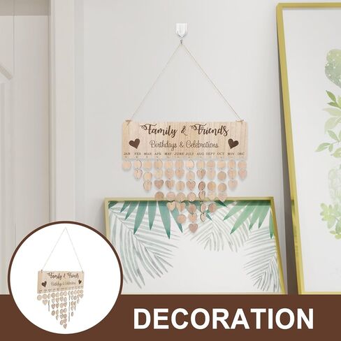 تقويم عيد ميلاد العائلة من Kisangel معلق على الحائط، تقويم خشبي DIY مع 50 قطعة من العلامات التذكيرية ديكور لأعياد الميلاد والمكتب المنزلي والاحتفال بالذكرى السنوية in Kuwait