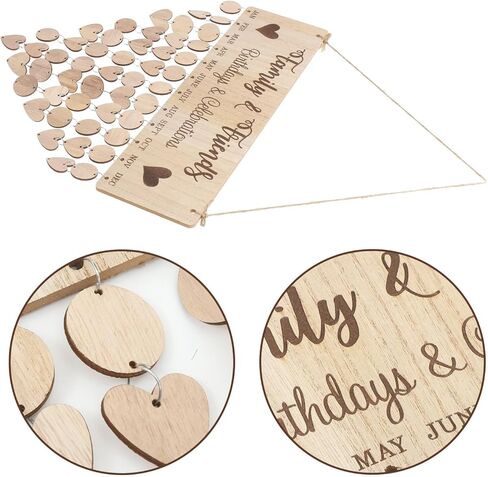 تقويم عيد ميلاد العائلة من Kisangel معلق على الحائط، تقويم خشبي DIY مع 50 قطعة من العلامات التذكيرية ديكور لأعياد الميلاد والمكتب المنزلي والاحتفال بالذكرى السنوية in Kuwait