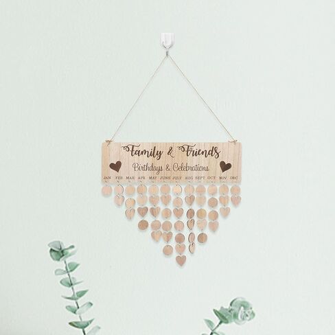 تقويم عيد ميلاد العائلة من Kisangel معلق على الحائط، تقويم خشبي DIY مع 50 قطعة من العلامات التذكيرية ديكور لأعياد الميلاد والمكتب المنزلي والاحتفال بالذكرى السنوية in Kuwait