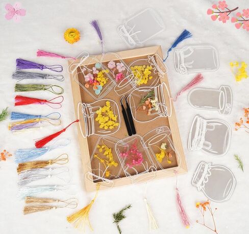 مجموعة صنع الإشارات المرجعية شفافة مكونة من 50 قطعة، مجموعة علامات الكتاب على شكل زهرة مجففة يمكنك صنعها بنفسك، تتضمن إشارات مرجعية واضحة وشرابات ملونة وملقط وعلامات مفتوحة، صفحة إشارة مرجعية كبيرة الحجم مصنوعة يدويًا للنساء in Kuwait