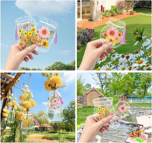 مجموعة صنع الإشارات المرجعية شفافة مكونة من 50 قطعة، مجموعة علامات الكتاب على شكل زهرة مجففة يمكنك صنعها بنفسك، تتضمن إشارات مرجعية واضحة وشرابات ملونة وملقط وعلامات مفتوحة، صفحة إشارة مرجعية كبيرة الحجم مصنوعة يدويًا للنساء in Kuwait