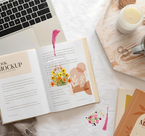 مجموعة صنع الإشارات المرجعية شفافة مكونة من 50 قطعة، مجموعة علامات الكتاب على شكل زهرة مجففة يمكنك صنعها بنفسك، تتضمن إشارات مرجعية واضحة وشرابات ملونة وملقط وعلامات مفتوحة، صفحة إشارة مرجعية كبيرة الحجم مصنوعة يدويًا للنساء in Kuwait