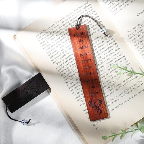 Dragon Wooden Bookmark Gifts - 2 Pcs Fantasy Fourth Bookmarks for Men Book Lovers Novel Fans Adults Kids Cool Wing Page Markers School Reading Accessories Bookish Gift for Birthday Graduation in Kuwait