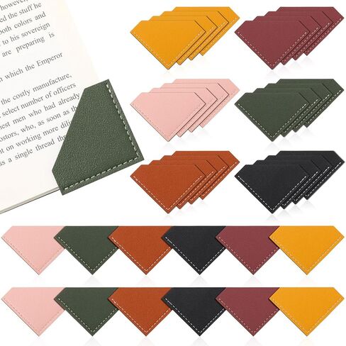 36 Pcs Leather Corner Bookmarks Diamond Shape Handmade Reading Gifts for Women Book Lovers Teachers Students School Office Home Supplies, 6 Colors in Saudi Arabia