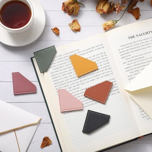 36 Pcs Leather Corner Bookmarks Diamond Shape Handmade Reading Gifts for Women Book Lovers Teachers Students School Office Home Supplies, 6 Colors in Saudi Arabia
