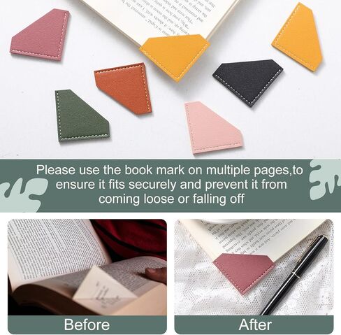 36 Pcs Leather Corner Bookmarks Diamond Shape Handmade Reading Gifts for Women Book Lovers Teachers Students School Office Home Supplies, 6 Colors in Saudi Arabia