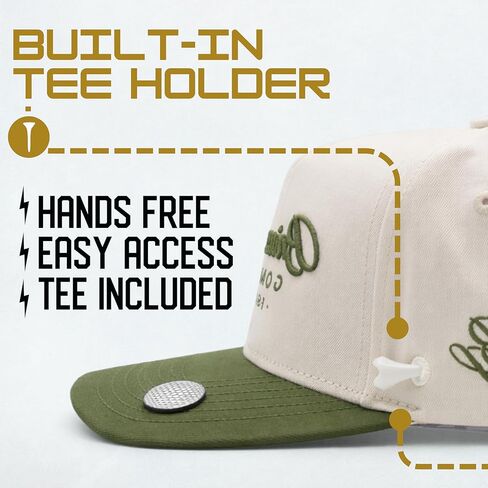 BRIMZ Cotton Golf Hat with Magnetic Brim & Tee Holder - Snapback Golf Cap for Men & Women - Magnetic Brim for Ball Marker in Saudi Arabia