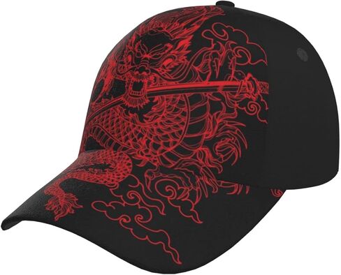 Red Chinese Dragon Baseball Cap for Men Women Summer Adjustable Baseball Hats Outdoor Dragon Trucker Hats in Kuwait