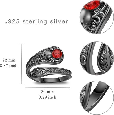 Gothic Skull Spoon Ring 925 Sterling Silver Skull Thumb Rings Skeleton Jewelry Gifts for Women in Kuwait