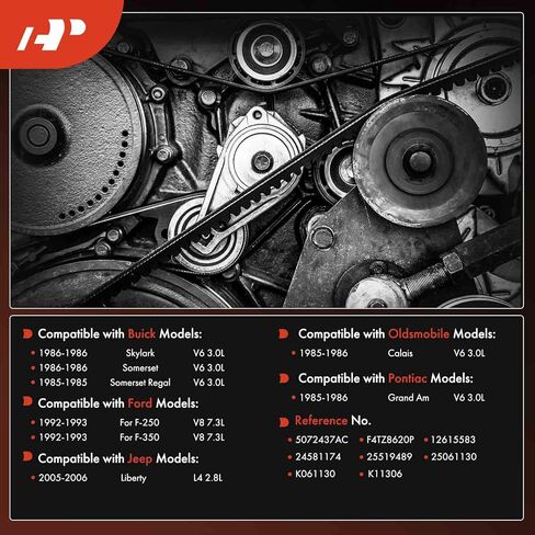 حزام قيادة أفعواني للمحرك مقاس 113.05 بوصة من A-Premium متوافق مع Ford F-250 وF-350 وJeep Liberty وBuick Skylark وSomerset وSomerset Regal وOldsmobile Calais وPontiac Grand Am in Saudi Arabia