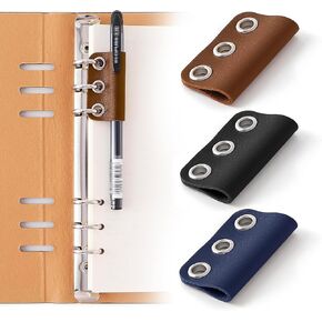 Leather Pen Loop Holder for 6 Ring Binder, Pencil Holder for A5 Binder Notebooks, PU Leather 3 Pack in Kuwait