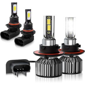 Compatible For Ford F150 F250 F350 (2004-2014) Bulbs 9008 H13 High & Low Beam+9145 Fog Light Bulbs,6500K White 600% Brightness with Fan, Plug and Play, Pack of 4 in Kuwait