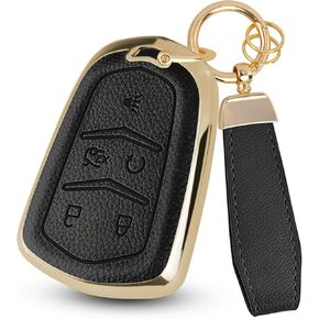 for Cadillac Key Fob Cover, Soft TPU Leather Remote Car Key Cover Compatible with Cadillac ATS CTS CT6 DTS Escalade STS SRX XTS XT4 XT5 XT6, 5-6 Buttons (Pink, 5 Buttons) in Kuwait
