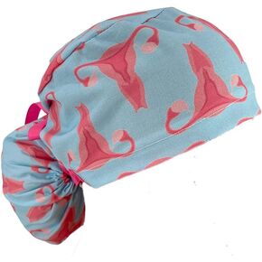 Ponytail Medical Scrub Cap – Mini Uterus Blue - Dr. Hats, Nurses Hats. Scrub Hat for Women in Saudi Arabia