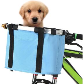 CZXJKKL Bike Basket, Foldable Small Pet Cat Dog Carrier Front Removable Bicycle Handlebar Basket Quick Release Easy Install Detachable Cycling Bag Mountain Picnic Shopping in Kuwait