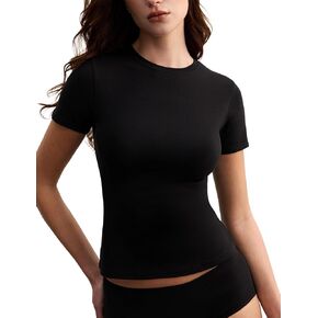 Women's Ultralight Merino Wool Short Sleeve Shirts Crew Neck Going Out Tops Fitted Basic Top Summer Fashion Clothing in Saudi Arabia