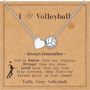 Volleyball/Soccer/Softball/Basketball/Football/Tennis/Pickleball Necklace Gifts for Women,Sports Accessories Pendant Jewelry Christmas Birthday Gifts for Lovers 16+2 Inches in Kuwait