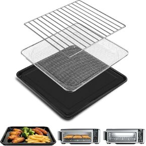 رف مقلاة هوائية لفرن Ninja Foodi 10 في 1 SP101، مقلاة هوائية رقمية، 13.4 بوصة * 13.4 بوصة، ملحقات مقلاة هوائية من الفولاذ المقاوم للصدأ، رفوف شواء بالبخار، صينية الخبز، آمنة للاستخدام في غسالة الأطباق in Kuwait