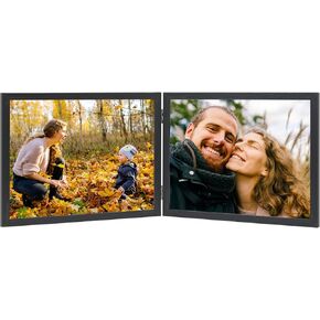 إطار صورة مزدوج بمقاس 8 × 10، حامل عمودي قابل للطي لعرض سطح الطاولة، إطار خشبي بفتحتين مقاس 8 × 10 مع زجاج شبكي مقاوم للكسر، أسود in Kuwait