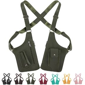 PINK LADY Leather Double Shoulder Armpit Bag, Multi-pocket Anti-Theft Adjustable Underarm Concealed Rover Leisure Backpack in Saudi Arabia