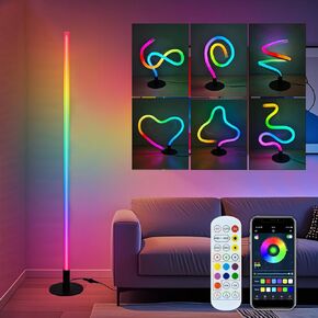 Corner Floor Lamp with Transformable Design - LED Corner Lamp with App and Remote Control, 16 Million Colors, Music Sync and Timer, Perfect for Game Room, Living Room in Saudi Arabia