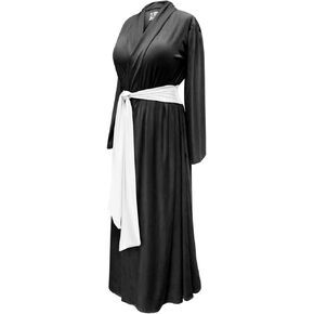 Black/White Rayon Plus Size Long Retro 1930-40's Dressing Gown Robe with Attached Belt 1x B/W in Kuwait