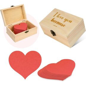 I Love You Beacause Jar Box with 50Pcs Red Heart Shape Notes Reasons Why I Love You Jar Box with Love Notes for Her Him Mothers Day Fathers Day Valentines Gifts for Mom Dad Husband Wife in Saudi Arabia