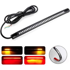 LivTee Universal 8" Flexible LED Light Strip with Tail Brake Stop Turn Signal Lights All-in-one for Motorcycle Scooter Quad Cruiser Off Road, Red/Amber in Kuwait