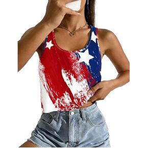 250 سنة العلم الأمريكي المحاصيل القمم للنساء الذكرى 250 4th من يوليو الوطنية تانك القمم الولايات المتحدة الأمريكية قميص الرسم in Kuwait