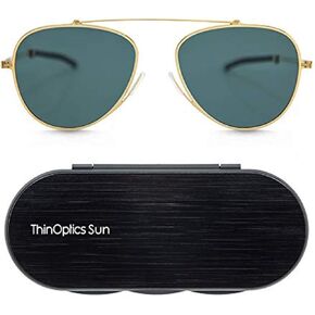 ThinOptics Milano Aluminum Case + Aviator Sunglasses, Gold Frame/G15 Lens, 54 mm in Saudi Arabia