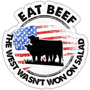 TODOLIA (3Pcs-3in) Eat Beef The West Wasn't Won On Salad Sticker Funny Eat Beef Carnivore Sticker Meat Lover Gift Decoration Planner Tablet Laptop Helmet Vehicles Decal in Kuwait