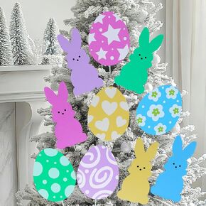 10 قطع 10 بوصة لتزيين شجرة عيد الفصح من أعواد أرنب البيض، أعواد شجرة بيض أرنب عيد الفصح كبيرة جدًا، علامات زينة ملونة لشجرة عيد الفصح لفصل الربيع في الأماكن المغلقة وفي الهواء الطلق وديكور حفلات مزهرية زهور in Kuwait