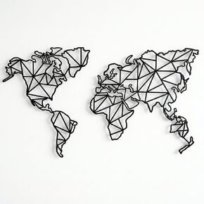 DEKADRON Metal World Map Wall Art, 2 Pieces Geometric World Map Decor, Metal Wall Decor (62" W x 40" H / 158x101cm) in Kuwait