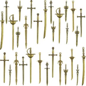 Hicarer 30 Pieces Antique Swords Knife Bookmark Sword Charms Pendants Bookmarks for Book Lovers Presents Reading Crafting DIY (Anti Brass) in Kuwait