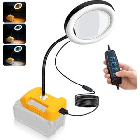 عدسة مكبرة 8X مع محول ضوء وبطارية لبطارية ليثيوم أيون DeWalt 20V، 72 LED 3 أوضاع ألوان، مصباح مكتبي قابل للتعتيم بدون خطوات، مكبرة مرنة بدون استخدام اليدين لهوايات الأعمال اليدوية in Kuwait