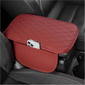 غطاء وحدة التحكم المركزية للسيارة، غطاء مسند ذراع السيارة من الجلد المقاوم للخدش والتآكل مع جيبين للتخزين، واقي وسادة وحدة التحكم الوسطى الناعمة المضادة للانزلاق لمعظم المركبات (أسود) in Kuwait