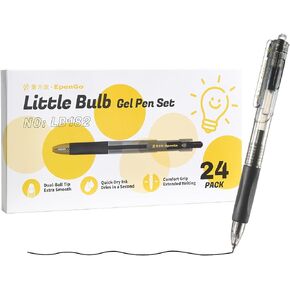 0.7mm Fine Point Gel Pens, Little Bulb Smooth Writing Black Ink Pens, 24 Pack Bulk Set with Quick Drying Ink & Comfort Grip for School, Office, Journaling Supplies in Kuwait