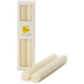8 Inch Hand-Rolled Beeswax Taper Candles - Little Bee of Connecticut (Single Pair) in Kuwait
