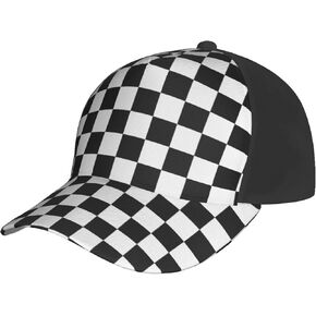 قبعة بيسبول بنمط مربعات باللونين الأبيض والأسود للنساء والرجال، قبعة بيسبول قابلة للتعديل، قبعة الأب المغسولة للصيف in Kuwait