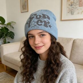 Men's Y2K Knitted Hat Decorative Knit Hip Hop 90s Fashion Warm Beanie Unisex for Streetwear Casual Wear Valentine's Day Gift in Kuwait
